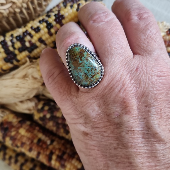 Beautiful NWOT Native American Navajo Handmade Turquoise & Sterling Ring 💙💚🤎 - Picture 7 of 12